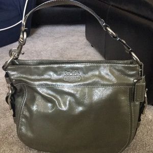 Coach metallic pewter patent leather purse